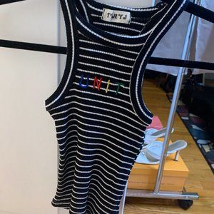 Halter Striped Crop Top UNIT Rainbow Lettering